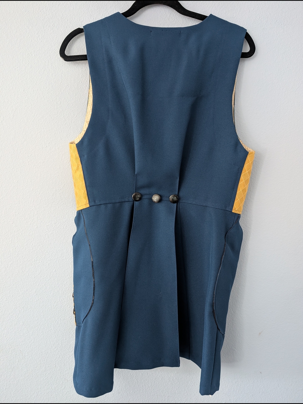 Whimsical Teal and Gold Patterned Vest/Pants set - Picture 4 of 5